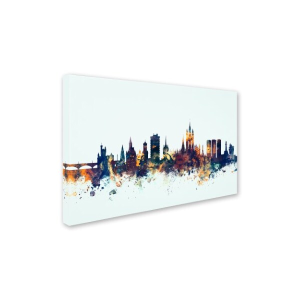 Michael Tompsett 'Aberdeen Scotland Skyline Blue' Canvas Art,12x19